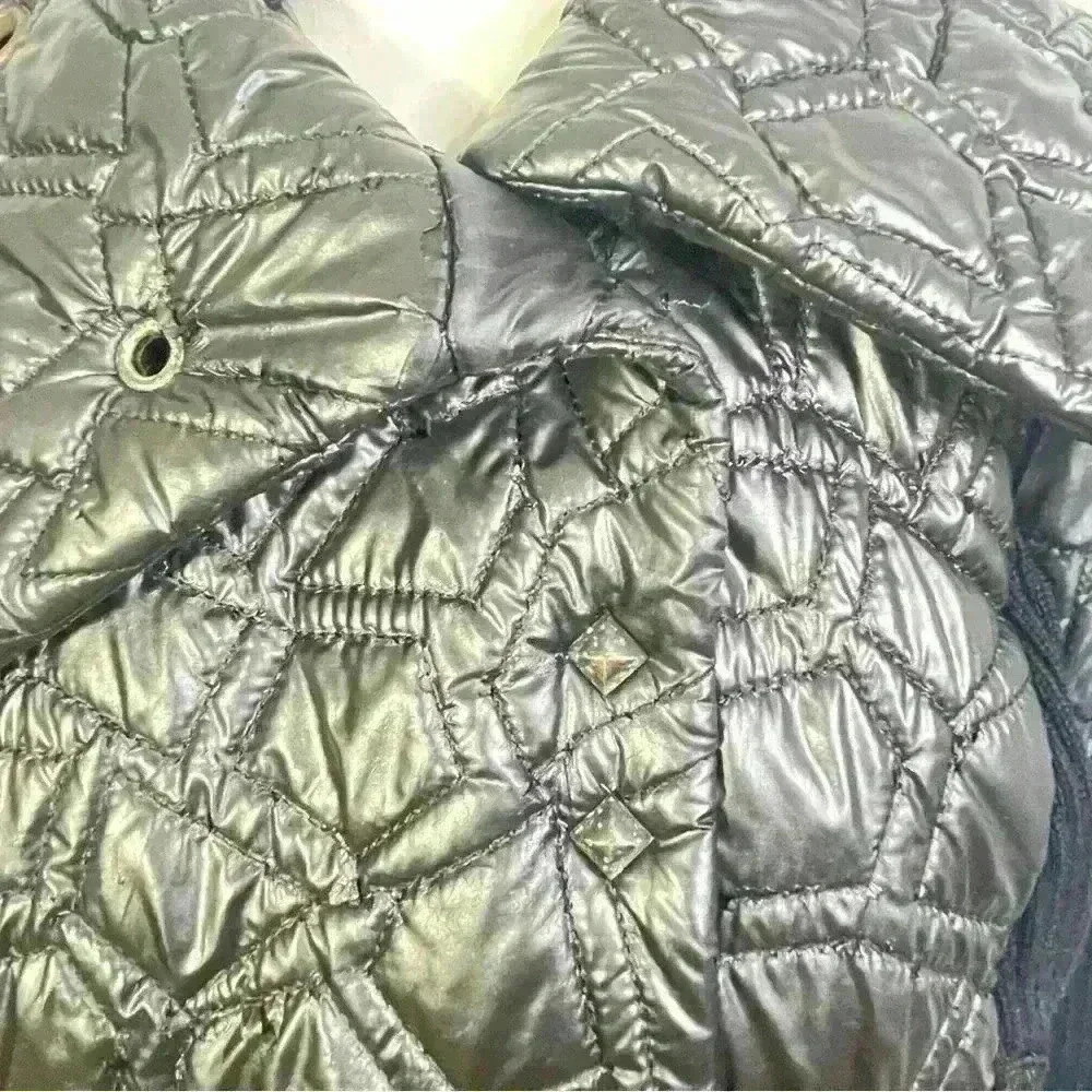 LAFLAMME FOURRURE  GLOSSY QUILTED TRENCH GORGEOUS COAT SLEEVES SIZE M - Picture 8 of 16